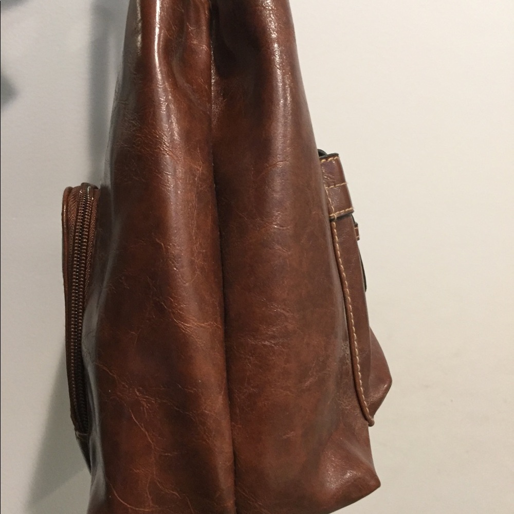 SOLD - Brown Leather shoulder bag, purse, tote - Picture 4 of 6